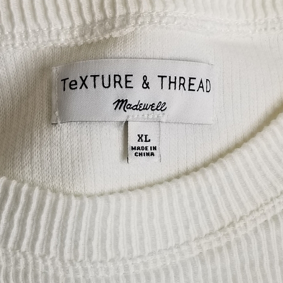 Madewell Texture & Thread Long Sleeve Ribbed Top Front Knot XL Cream Beige‎ - Picture 8 of 11